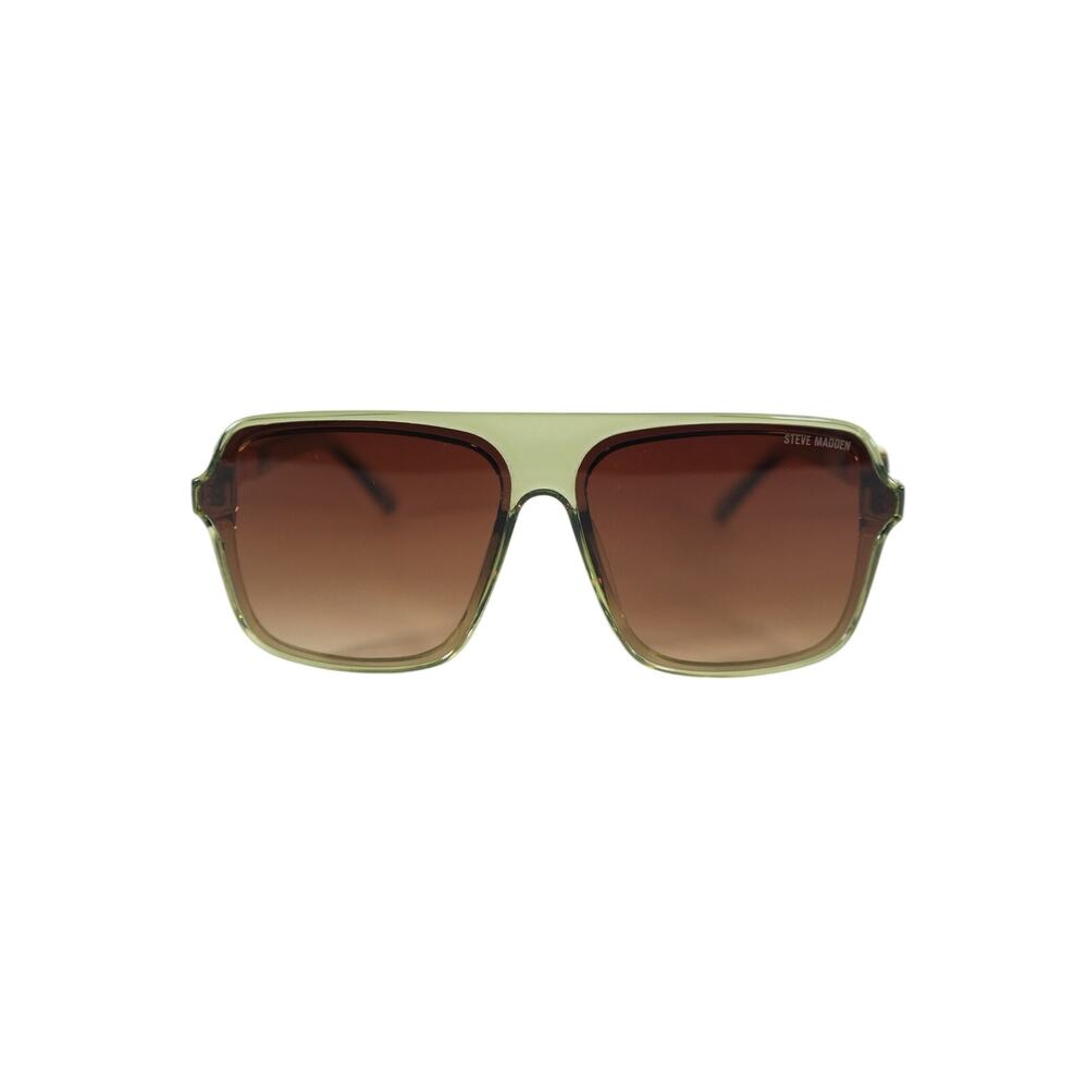 Steve Madden TELLIE Oversized Shield Sunglasses - Shiny Crystal Green/Gold - NWT